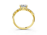 Yellow gold Asscher Cut Diamond Cluster Pavé Band with Four-Prong Setting_6