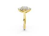 Yellow gold Asscher Cut Diamond Cluster Ring with Round and Baguette Stones, Split Shank Band, Prong Setting_17