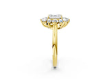 Yellow gold Asscher Cut Diamond Cluster Ring with Round and Baguette Stones, Split Shank Band, Prong Setting_5