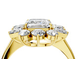 Yellow gold Asscher Cut Diamond Cluster Ring with Round and Baguette Stones, Split Shank Band, Prong Setting_7