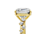 Yellow gold Asscher Cut Diamond Cluster Side Stone Solitaire Ring with Prong Setting_62