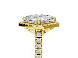 Yellow gold Asscher Cut Diamond Cushion Halo Ring with Pavé Band_8