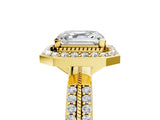 Yellow gold Asscher Cut Diamond Double Halo Ring with Split Shank and Four-Prong Setting_20