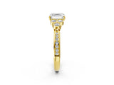 Yellow gold Asscher Cut Diamond Engagement Ring with Bezel Set Round Side Stones and Prong Setting_56
