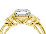 Yellow gold Asscher Cut Diamond Engagement Ring with Bezel Set Round Side Stones and Prong Setting_58