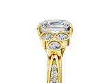 Yellow gold Asscher Cut Diamond Engagement Ring with Bezel Set Round Side Stones and Prong Setting_59