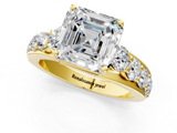 Yellow gold Asscher Cut Diamond Engagement Ring with Pavé Band and Four-Prong Setting_4