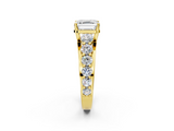 Yellow gold Asscher Cut Diamond Engagement Ring with Pavé Band and Four-Prong Setting_5