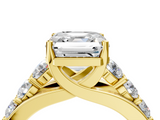 Yellow gold Asscher Cut Diamond Engagement Ring with Pavé Band and Four-Prong Setting_7
