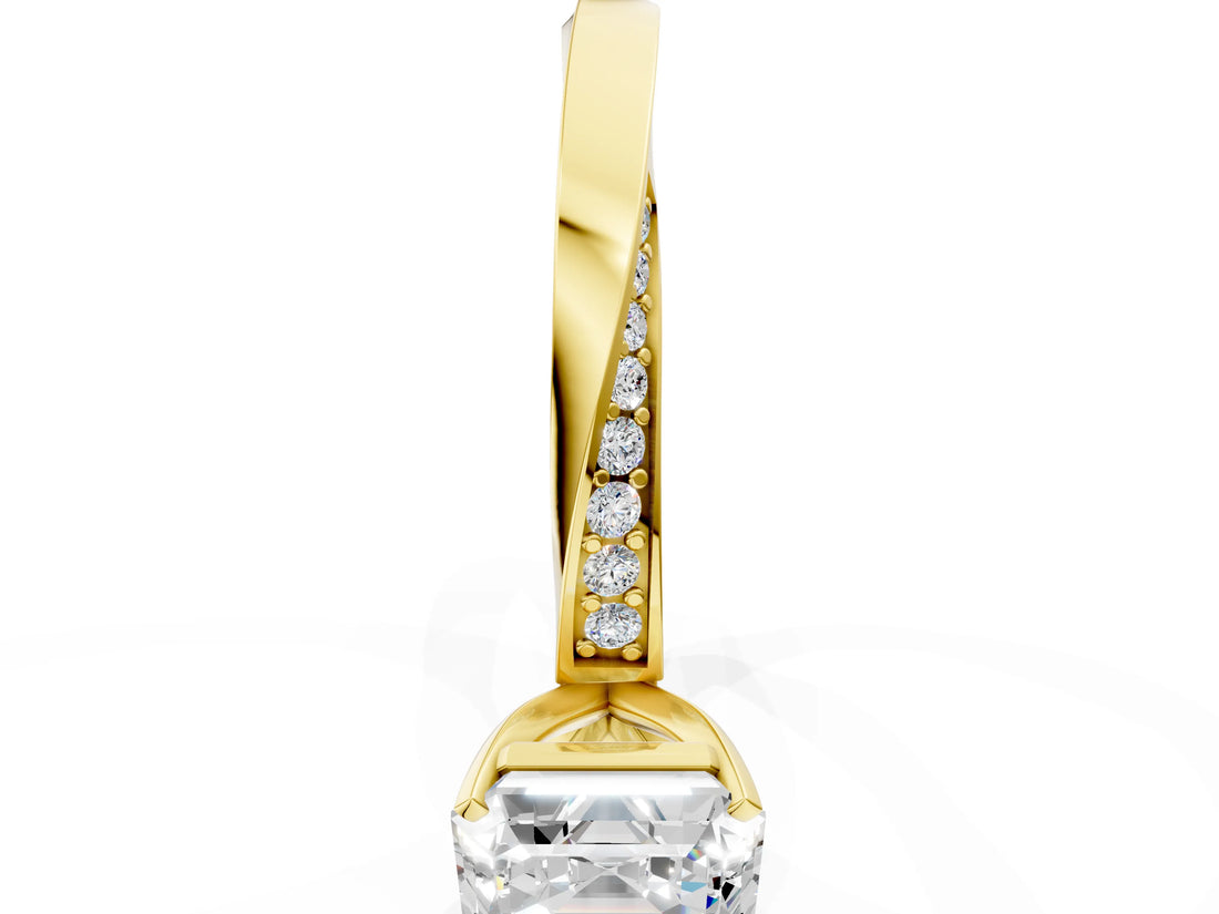 Yellow gold Asscher Cut Diamond Engagement Ring with Side Stone Accents and Four-Prong Setting_120