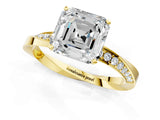 Yellow gold Asscher Cut Diamond Engagement Ring with Side Stone Accents and Four-Prong Setting_121