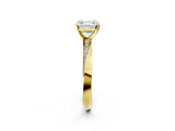 Yellow gold Asscher Cut Diamond Engagement Ring with Side Stone Accents and Four-Prong Setting_122