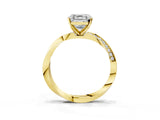 Yellow gold Asscher Cut Diamond Engagement Ring with Side Stone Accents and Four-Prong Setting_123