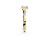 Yellow gold Asscher Cut Diamond Engagement Ring with Side Stone Accents and Four-Prong Setting_14