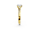 Yellow gold Asscher Cut Diamond Engagement Ring with Side Stone Accents and Four-Prong Setting_17