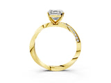 Yellow gold Asscher Cut Diamond Engagement Ring with Side Stone Accents and Four-Prong Setting_21