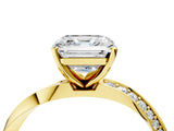 Yellow gold Asscher Cut Diamond Engagement Ring with Side Stone Accents and Four-Prong Setting_22