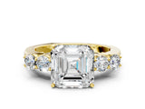 Yellow gold Asscher Cut Diamond Five-Stone Prong Set White Gold Ring_35