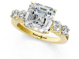 Yellow gold Asscher Cut Diamond Five-Stone Prong Set White Gold Ring_36