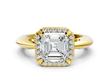 Yellow gold Asscher Cut Diamond Halo Engagement Ring with Split Shank and Four-Prong Setting_51