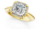 Yellow gold Asscher Cut Diamond Halo Engagement Ring with Split Shank and Four-Prong Setting_52