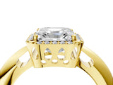 Yellow gold Asscher Cut Diamond Halo Engagement Ring with Split Shank and Four-Prong Setting_55