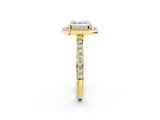 Yellow gold Asscher Cut Diamond Halo Ring with Bezel Frame and Pavé Band_5