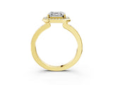Yellow gold Asscher Cut Diamond Halo Ring with Bezel Frame and Pavé Band_6