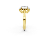 Yellow gold Asscher Cut Diamond Halo Ring with Round Brilliant Halo and Solitaire Band_42