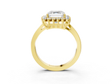 Yellow gold Asscher Cut Diamond Halo Ring with Round Brilliant Halo and Solitaire Band_43