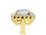 Yellow gold Asscher Cut Diamond Halo Ring with Round Brilliant Halo and Solitaire Band_45