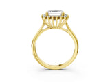 Yellow gold Asscher Cut Diamond Halo Ring with Solitaire Band and Prong Setting_77