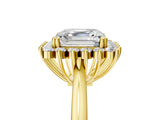 Yellow gold Asscher Cut Diamond Halo Ring with Solitaire Band and Prong Setting_79