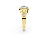 Yellow gold Asscher Cut Diamond Halo Ring with Split Shank and Bezel Accents and Prong Setting_12