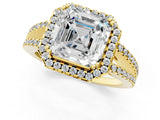 Yellow gold Asscher Cut Diamond Halo Split Shank Engagement Ring_40