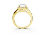 Yellow gold Asscher Cut Diamond Halo Split Shank Engagement Ring_42