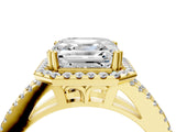 Yellow gold Asscher Cut Diamond Halo Split Shank Engagement Ring_43