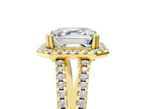 Yellow gold Asscher Cut Diamond Halo Split Shank Engagement Ring_44
