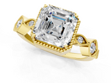 Yellow gold Asscher Cut Diamond Milgrain Marquise Band with Prong Setting_4
