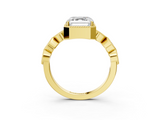 Yellow gold Asscher Cut Diamond Milgrain Marquise Band with Prong Setting_6