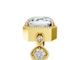 Yellow gold Asscher Cut Diamond Milgrain Marquise Band with Prong Setting_8