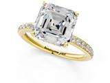 Yellow gold Asscher Cut Diamond Pavé Band Ring with Four-Prong Setting_24