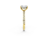 Yellow gold Asscher Cut Diamond Pavé Band Ring with Four-Prong Setting_25