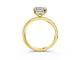 Yellow gold Asscher Cut Diamond Pavé Band Ring with Four-Prong Setting_26