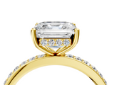 Yellow gold Asscher Cut Diamond Pavé Band Ring with Four-Prong Setting_27