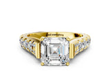 Yellow gold Asscher Cut Diamond Pavé Band Solitaire with Four-Prong Setting_16