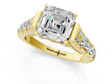Yellow gold Asscher Cut Diamond Pavé Band Solitaire with Four-Prong Setting_17