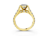 Yellow gold Asscher Cut Diamond Pavé Band Solitaire with Four-Prong Setting_19