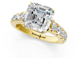 Yellow gold Asscher Cut Diamond Pavé Band Solitaire with Four-Prong Setting_4