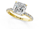 Yellow gold Asscher Cut Diamond Pavé Band Solitaire with Four-Prong Setting_5